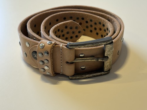 Ledergürtel beige nieten - ledergürtel,